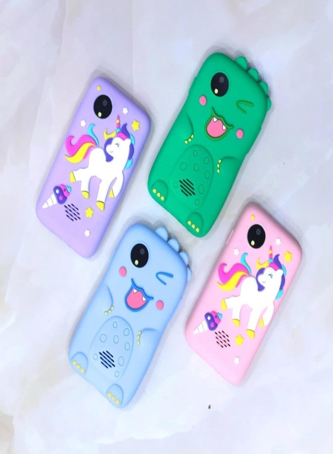 EXOMOON هاتف ذكي بلاستيكي للأطفال من إكسومون للبنات، هدية مثالية لأعياد الميلاد والكريسماس للبنات من عمر 3 إلى 10 سنوات، هاتف ألعاب للأطفال، غطاء أساسي، شاشة لمس 2.8 بوصة، هاتف تعليمي للأطفال الصغار مع كاميرا مزدوجة، لعبة (أزرق) - Image 2